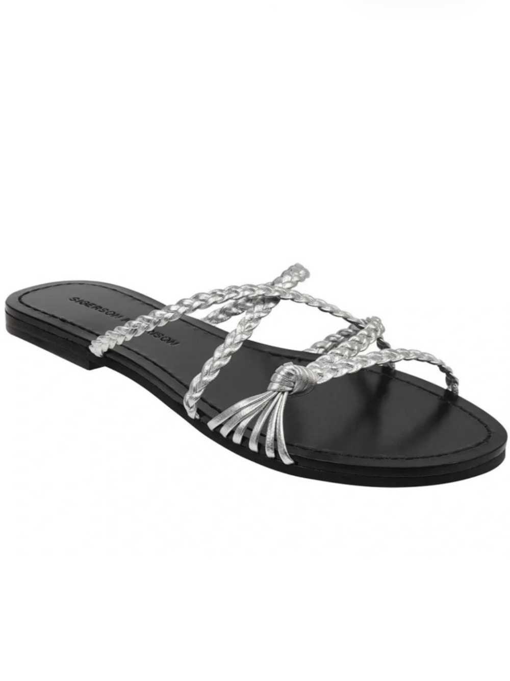 Sigerson Morrison Brock Silver Leather Flat Sandal Women’s Open Toe Mule Shoe 37